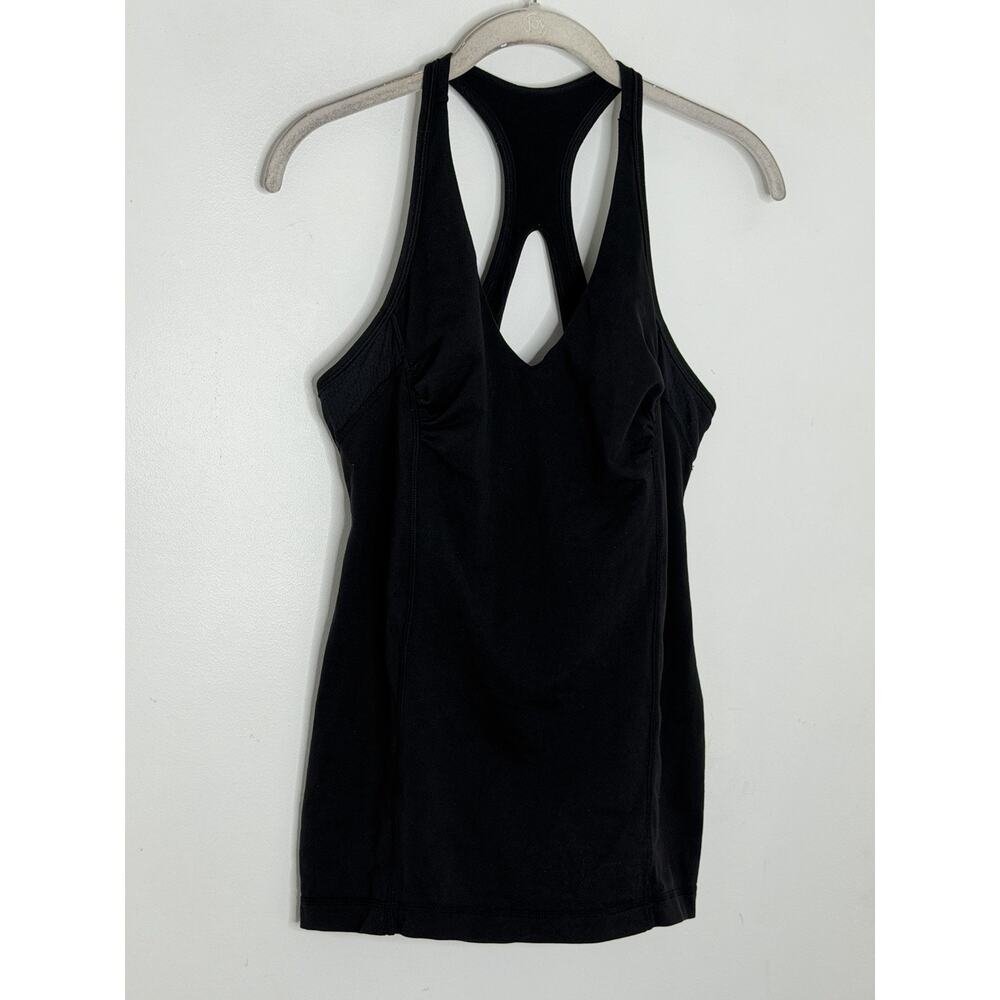 Lululemon Women’s Black Size 10 Built In Bra Racer Back Gym Active Tank Top - Picture 2 of 6